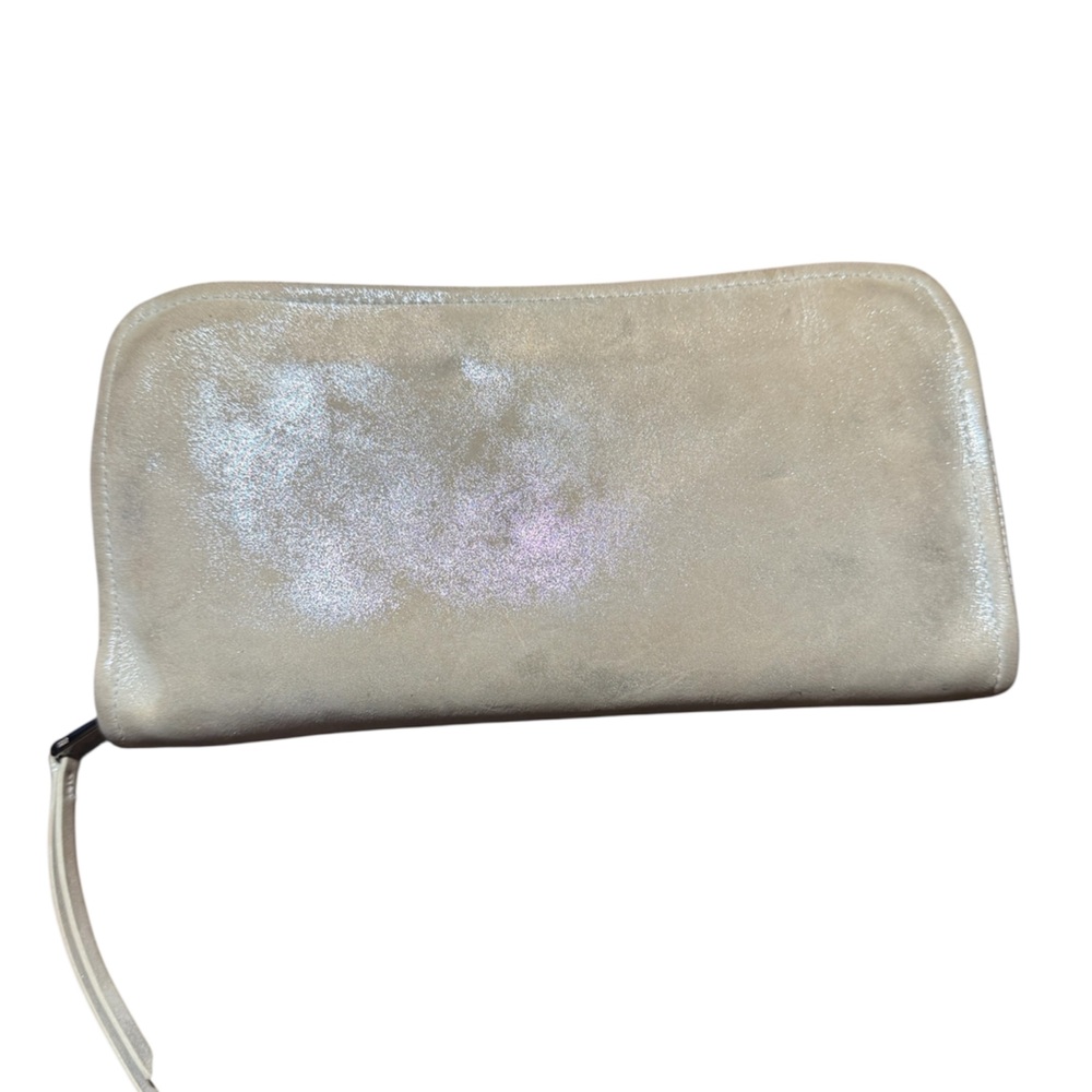 HOBO Remi Metallic Silver Zip Wallet